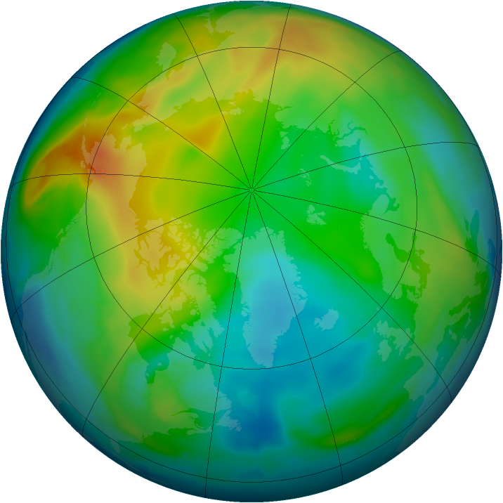 Arctic ozone map for 05 December 2010